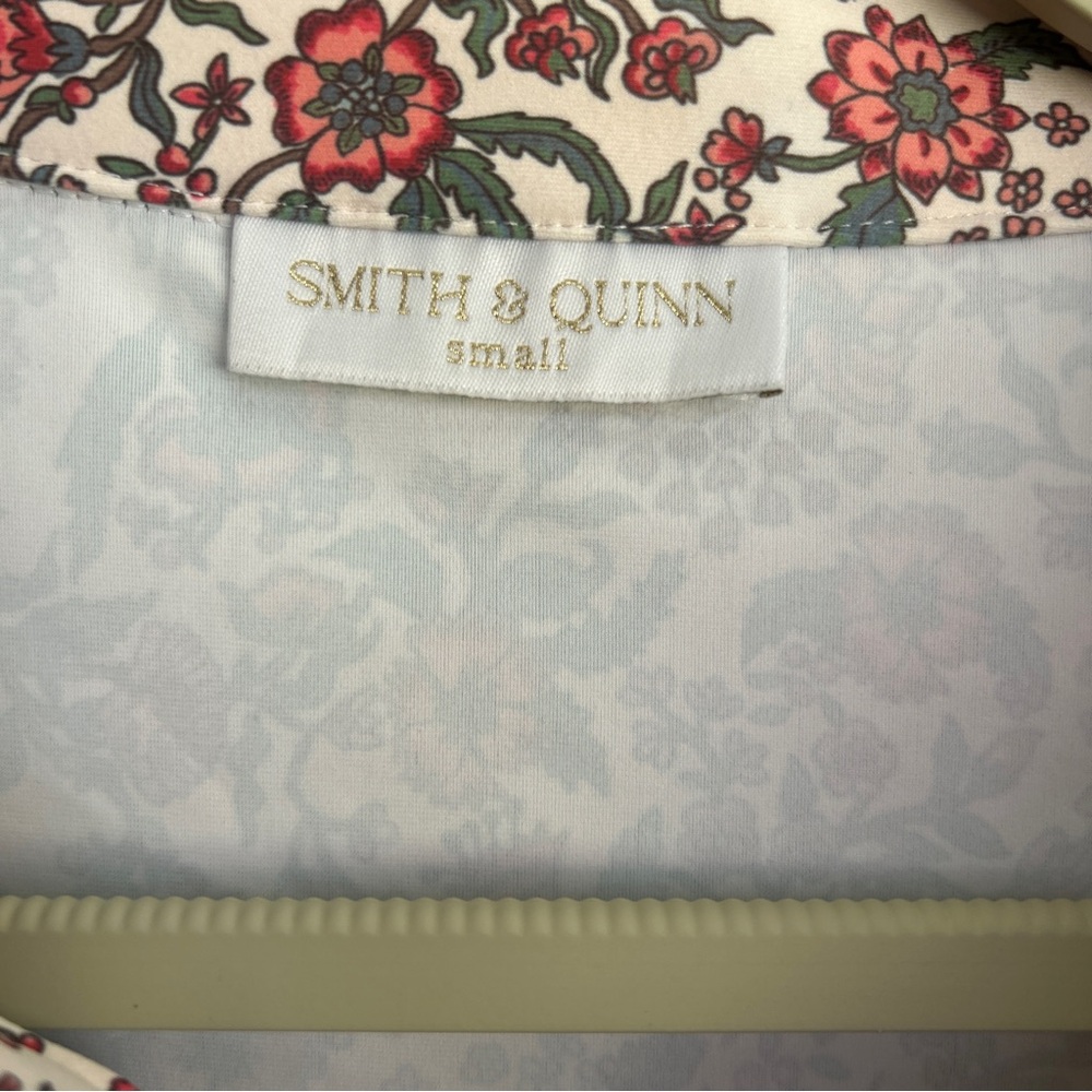 Smith & Quinn Floral Puff Sleeve Blouse Scalloped Neck Preppy Top - Picture 4 of 5
